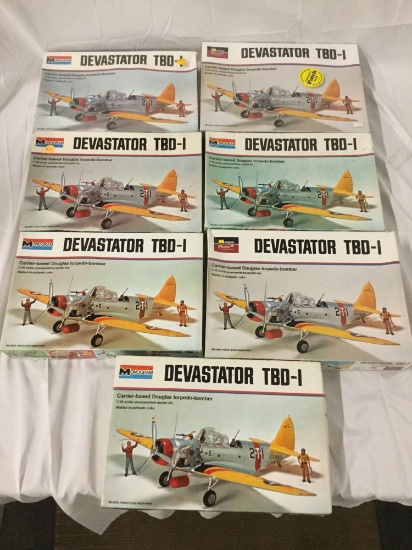 7x Monogram military plastic model kits 1/48 scale - Devastator TBD-1 Douglas Torpedo Bomber