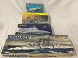 4x 1/350 scale military model kits - Revell U Boat, US Buchanan & Independence + Tamiya Battleship