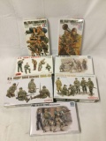 7 assorted US infantry model kits 1/35 scale - Tamiya figures, Dragon US Army Tank, Trumpeter PMC