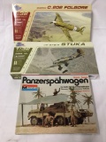 3 model kits, 1/32 scale. 21st Century Toys and Monogram Panzerspahwagen