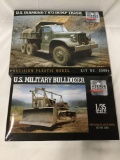 2 Mirror Model Kits 1/35 scale - US Diamond dump truck, Us Military Bulldozer + more
