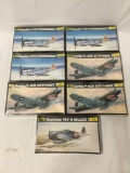 6 SEALED Heller Model Kits, 1/72 scale. x3 Republic P-47 N Thunderbolts, x3 Curtiss P-4OE Kittyhawk