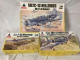 3x Accurate Miniatures military plastic model kits 1/48 scale - US Navy Bomber, Helldiver, etc