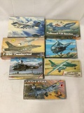 7 assorted model kits 1/72 scale - Fujimi Grumman, MPC McDonnell, MPC Thunderchief, AirFix etc