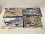 4 SEALED Model kits, 1/48 scale. Revell Messerschmitt Me410B-2/U4, Revell F-86D Sabre Dog +