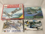 4 model kits 1/48 scale - Monogram Razorback, Tamiya Seiran, Revell Mustang etc