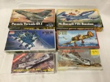 6 model kits 1/72 scale - MPC, Academy Apache, Pioneer Fokker, Heller, etc see desc