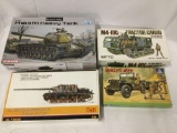 4 model kits 1/35 scale - Dragon Heavy Tank, CMK Panzer, Italeri Willys Jeep + see desc