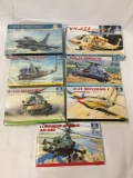 7 Italeri model kits 1/72 scale - Night Falcon, Desert Hawk, Mustang, Longbow Apache etc see desc