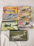 7x Heller military plastic model kits 1/72 scale - YAK III, Focke-Wulf, Messerschmitt etc
