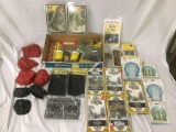 Huge lot of model diorama landscape material, trees, lamp posts, mini figures and more