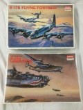 2x Academy Minicraft military plastic model kits , 1/72 scale B-17B Flying Fortress & B-24J