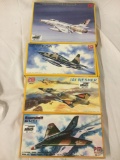 4x PM Model military plastic model kits , 1/72 scale ; F-100C Super Sabre, Messerchmitt, etc