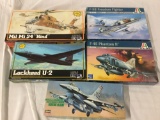 5x military plastic model kits 1/48 scale - MPC heli, Italeri, Hasegawa and more see desc