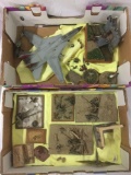 Large lot of mounted plastic military model kits and soldier/ warrior dioramas + more