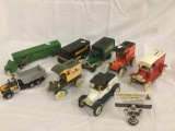 8 vintage Ertl diecast delivery trucks, 7 of which are coin banks - see pics nice set