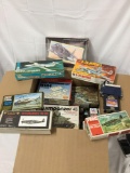 Box of assorted model kits, all by various makers - some almost complete some as is see pics & desc