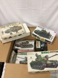 Box of assorted model kits, all by various makers - some almost complete some as is see pics and