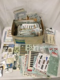 Huge box of decals and metal detailing kits. For planes, tanks, vehicles from WWII to present day.