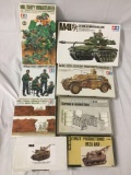 8x Military plastic model kits 1/35 scale - Tamiya troops, Panzer, brick wall, etc see desc