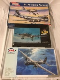 3x military plastic model kits 1/48 scale - Monogram Flying Fortress, Accurate Miniatures, etc