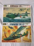 2x Hasegawa Japanese military plastic model kits 172 scale - Kawanishi Type-2 & Type 97 Flying Boat