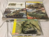 5x military plastic model kits 1/35 scale - ARV Club German Half Track, Dragon Mortar Carrier, etc