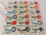 18x AKM military plastic model kits 1/144 scale - 2x Messerschmitt, Mitsubishi, Hawker, Hayabusha