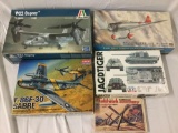 5x military model plastic kits 1/48 scale - Italeri, Academy, Hasegawa, and Bandai - see desc