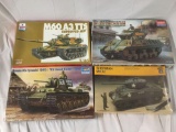 4x military plastic model kits 1/35 scale - Ertl Tank, Academy Tank, Testors Italeri Sherman +