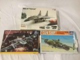 3x military plastic model kits 1/72 scale - Testors MiG, Italeri Messerschmitt and Gun Ship