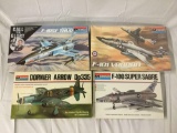 4x Monogram military plastic model kits 1/48 scale - F-105F Thud, F-102 Voodoo, and more