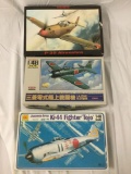 3x military plastic model kits 1/48 scale - Eduard Airacobra, ARII Plastic Model Mitsubishi +