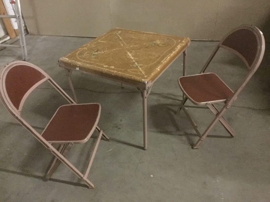 Antique The Durham Line Child Size Folding Card Table Plus