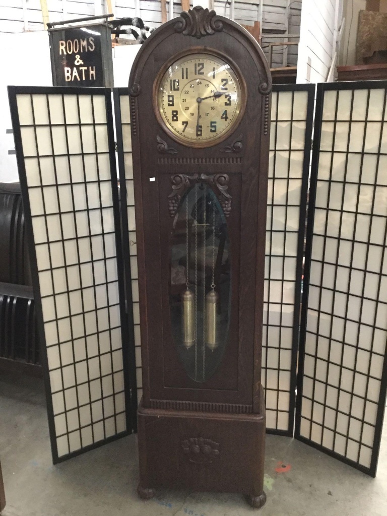Antique Embee Mahogany Brass face Grandfather Clock with weights and  skeleton key | Art, Antiques & Collectibles Antiques Clocks | Online  Auctions | Proxibid