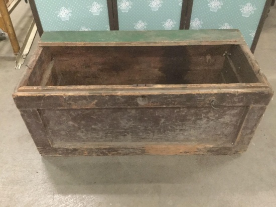 Antique wooden shipping crate or storage box without lid