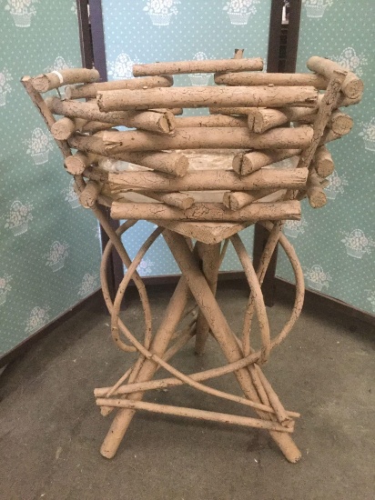 Vintage handmade wooden nest style plant stand side table