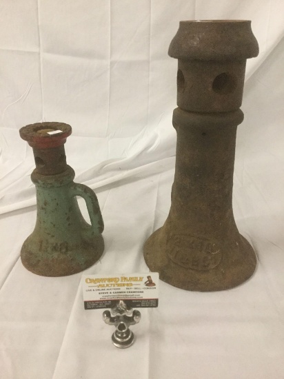 Pair of antique iron railroad jacks - marked