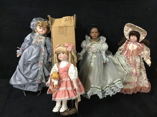 collection of 4 vintage porcelain dolls from the Dynasty doll collection |  Art, Antiques & Collectibles Toys Dolls Dolls By Material Porcelain Dolls |  Online Auctions | Proxibid