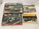 4 model kits, 1/35 scale. AMT M-60A1 Blazer, Dragon 5cm PAK 38, Italeri ISU-152, Italaerei