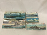5 Tamiya Boat Model Kits, Water Line Series 1/700 scale. Shinano Aircraft Carrier, Battleship