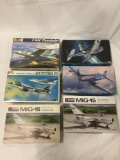 6 model kits, 1/48 scale. SEALED Revell F-84E Thunderjet, Nichimo Hunter F6, Hasegawa SBD-4