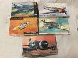 5 model kits, 1/48 scale. HobbyCraft F4U-1 Corsair, HobbyCraft Messerschmitt Bf 109E-7, DML
