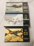 3 Accurate Miniatures Model Kits, 1/48 scale. SEALED TBM-3 Avenger, Ilyushin IL-2 Stormovik, P-51