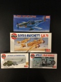 4x plastic model kits, 1/72 scale; SEALED AirFix Apollo Lunar Module, SEALED Academy P-51D Mustang,