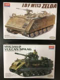 2x SEALED Academy military plastic model kits, 1/35 scale; I.D.F. M113 Zelda, M163A1/2 Vulcan Spaag