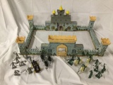 1950s( first series )Louis Marx Medieval Castle Playset with knights, horses and catapult.
