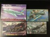 4x military aircraft plastic model kits, 1/48 scale; SEALED Revell P-51B/C Mustang, Hasegawa