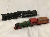 2x HO scale locomotive train engines; Tyco Chattanooga 638, Atchison Topkia and Santa Fe