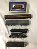 HO scale model train parts, engine , AHM boxcar in box